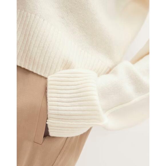 Everlane The Good Merino Wool Mock Neck Sweater Bone Women's XS NWT FLAWS - Picture 3 of 16